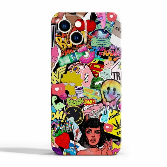 Hippie Girl Case for iPhone 14 Plus,Aesthetic Art Design Full Cover Protective Case
