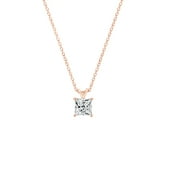 GEMOUR Rose Gold Plated Sterling Silver 1 ct Princess Cut Cubic Zirconia Solitaire Necklace