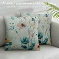 thumbnail image 3 of Fenyluxe Watercolor Floral Pillow Covers, Spring Teal Flower Decorative Throw Pillows Farmhouse Floral Pillow Case for Sofa Bedroom Living Room Indoor Outdoor 18x18in, 3 of 5