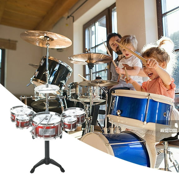Dadiaei 5 Piece Drum Set with Cymbal Sticks Early Learning Percussion Instrument for Hand Eye Coordination Music Development Portable Drum Kit Toy