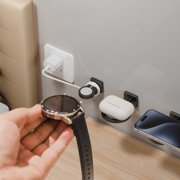 3-in-1 Charging Stand for Watch Phone Earbuds, Wall Mount ABS Organizer, Space Saving