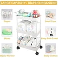 thumbnail image 5 of Baby Diaper Caddy, Plastic Movable Cart for Newborn Nursery Essentials Diaper Storage Caddy Organizer for Changing Table & Crib, Easy to Assemble, Beige, 5 of 5