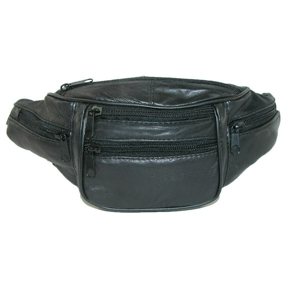Leather Genuine Leather Large Size 6 Pockets Fanny Pack Waist Pack
