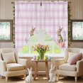thumbnail image 5 of Easter Bunny Swag Valance Curtains Spring Pink Easter Eggs Floral Green Leaf Plant Pink Plaid Rod Pocket Swag Curtains Small Window Treatments for Kitchen Bathroom Bedroom 36" W x 36" L, 2 Panels, 5 of 9