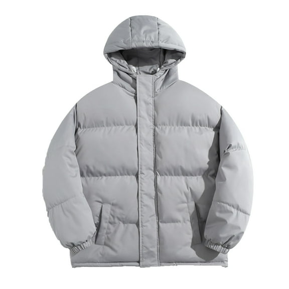 hoksml Men's Big and Tall Winter Jacket Short Puffy Coat Adjustable Hem Relaxed Fit with Pockets