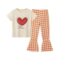 thumbnail image 5 of Stamzod 2 Piece Outfits for Girls Love Printed Short Sleeve T-Shirt and Flared Pants Lounge Set Girls Summer Clothes Orange 5-6 Years, 5 of 8