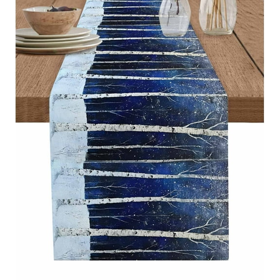 Hokiten Table Runners 72 Inches Long Dress Scarves, Vintage Trees Farmhouse Kitchen/Dining Table Runner, Coffee Tablerunners, Abstract Night Forest Trunk Branch 13x72 Inch