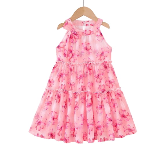 Baby Girls Clothes Toddler Girl Floral Dress 4T Girls Summer Dress 5T Girls Sleeveless Halter Dress Rose Red