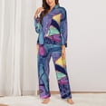 thumbnail image 2 of Pofeuu Hip-Hop DJ Dolphin Print Womens Pajamas Set Long Sleeve Sleepwear Button Down Nightwear Soft Pj Lounge Sets Button Down Pajamas Women-X-Large, 2 of 7