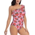 thumbnail image 3 of Pofeuu Strawberry Print Women's One Piece Swimsuits One Shoulder Swimwear Asymmetric Ruffle Monokinis Bathing Suits-XX-Large, 3 of 6