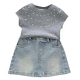 thumbnail image 2 of CAIXIA Girls Y2K Two Piece Cute Outfits Denim Jeans Sleeveless Button Down Vest and Pleated Mini Skirt Set, 2 of 7