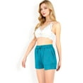 thumbnail image 7 of Women's Elastic Waist Pleated Drawstring Shorts with Side Pockets- Teal,X Large, 7 of 7