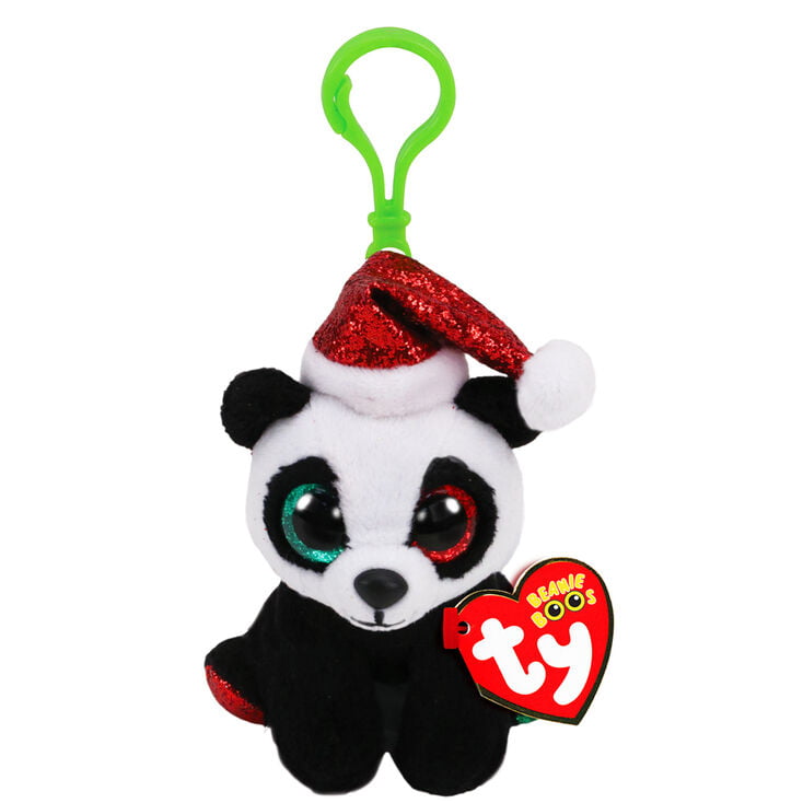 Ty Beanie Boos Key Clip ~ PANDY CLAUS Bear Claire's Exclusive 4 Inch 2019 NEW 