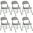thumbnail image 2 of 6 Pack Gray Folding Chairs with Padded Seats, Portable Stackable Foldable Chairs for Indoor & Outdoor, Commercial Seat with Metal Frame for Events Office Wedding Party, 330lbs Capacity, 2 of 7