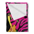 thumbnail image 2 of Pink Zebra Soft Flannel Fleece Blanket, Toucan Bird Sitting on Hibiscus Plants Flowers Large Leaves on Zebra Background, Cozy Plush for Indoor and Outdoor Use, 70" x 90", Multicolor, by Ambesonne, 2 of 5