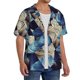 thumbnail image 2 of Balery Abstract Blue Squares Camisa Casual de Manga Corta con Botones para Hombre, Texturizada, Estilo Cubano, para Playa, Verano-Small, 2 of 5