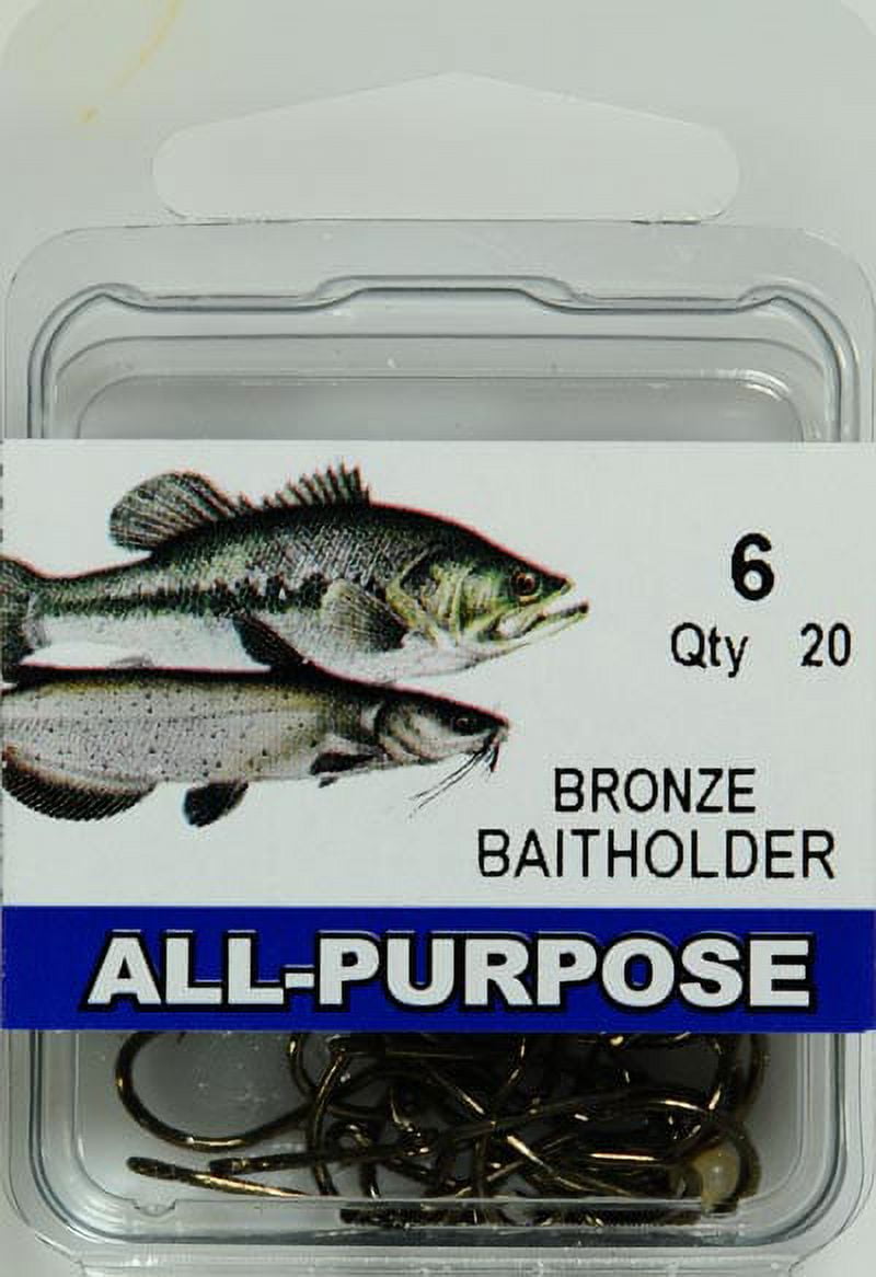 Eagle Claw Renegade Baitholder Fishing Hooks, Bronze, Size 6, 20 Pack
