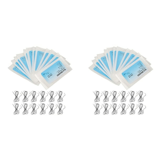 Juego de Sutura de 24 Piezas, Kit de Sutura de Hilo de Seda con Hilo de PráCtica de Sutura para Heridas con Aguja Curva para ClíNica Veterinaria