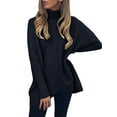 thumbnail image 3 of MOSHU Oversized Turtleneck Sweater for Women Asymmetric Hem Pullover Sweaters Top, 3 of 7