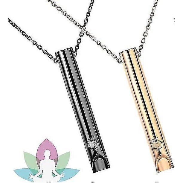 Collar de respiración de 2 piezas, collar antiestrés para mujer, collar de respiración consciente de acero inoxidable para meditación y relajación.