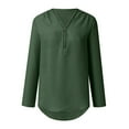 thumbnail image 3 of WTXUE Blouses for Women Button Women LadiesLoose Shirt Chiffon Zipper s Plus Size Tops Long Sleeve Plus Size Tops for Women, Sage Green XX-Large, 3 of 8