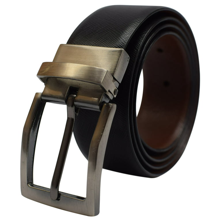 Black/brown 35 mm reversible leather belt - Luxury Belts