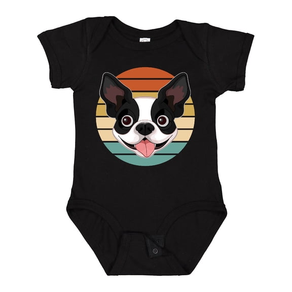 Inktastic Boston Terrier Dog Retro Sunset Boys or Girls Baby Bodysuit