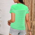thumbnail image 5 of Womens Striped Crop Top Casual Short Sleeve Crewneck T Shirt Soft Relaxed Fit Boxy Summer Tee,Size XL, 5 of 6