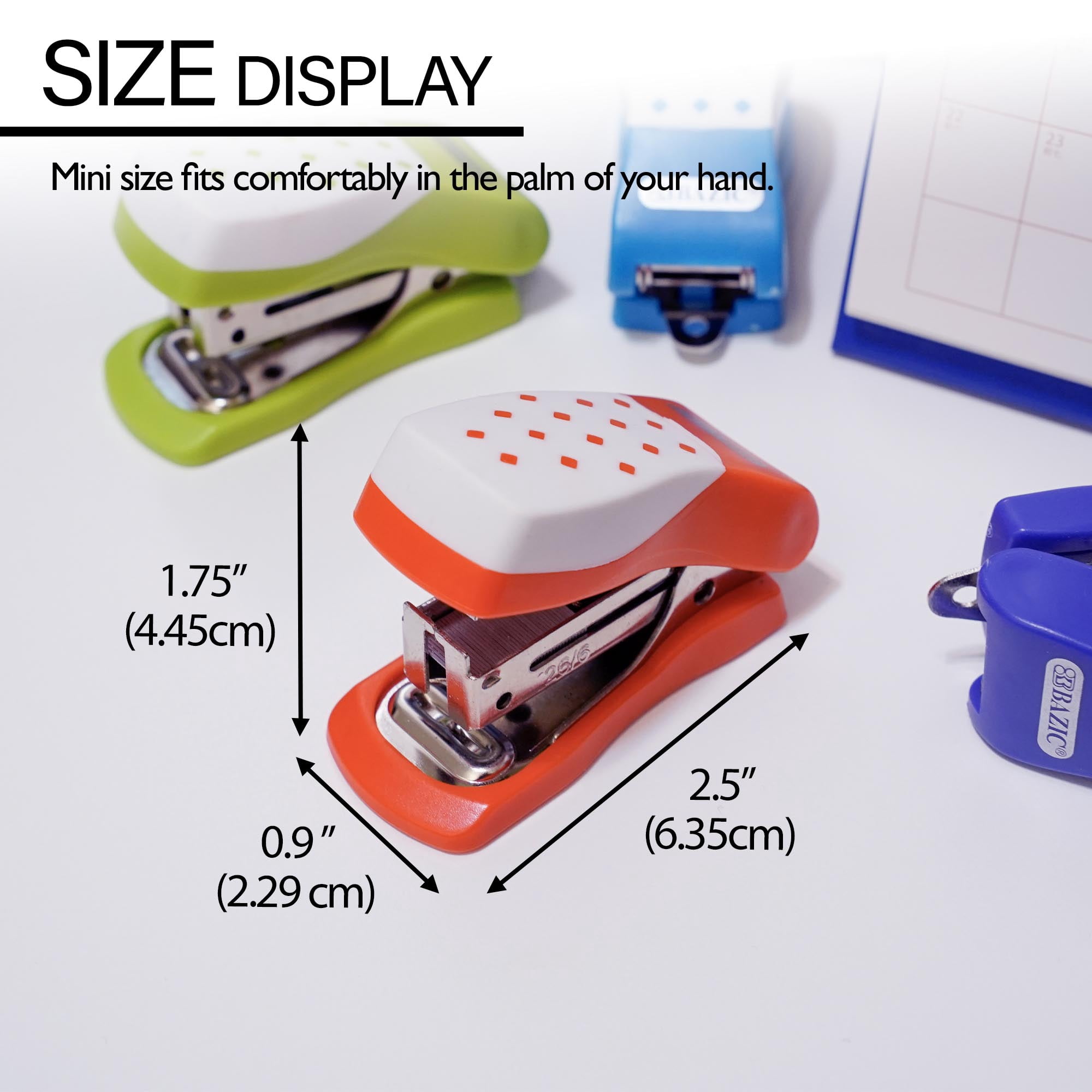 BAZIC Mini Cushion Grip Standard (26/6) Stapler w/ 500 Ct. Staples
