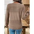 thumbnail image 5 of Women Knit Sweaters Fall V Neck Long Sleeve Pullover Casual Loose Sweater Coffee XXL, 5 of 6