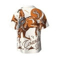 thumbnail image 4 of Balery Cowboy Riding Horse Men's Casual Button Down Shirt Short Sleeve Textured Summer Cuban Beach Shirts-XX-Large, 4 of 7