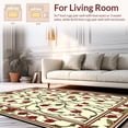 thumbnail image 2 of ODIKA 5'x7' Machine Washable Non-Slip Area Rug, Art Nouveau Floral Embrace Round Accent High Traffic Rug, Red, 129207, 2 of 7