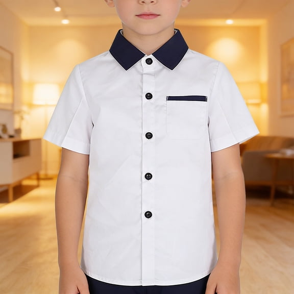 UACY Boys Button Down Shirt, Boy Fashion Casual Dress Shirts, Short Sleeve Button Up Shirt for School, Outdoor 
