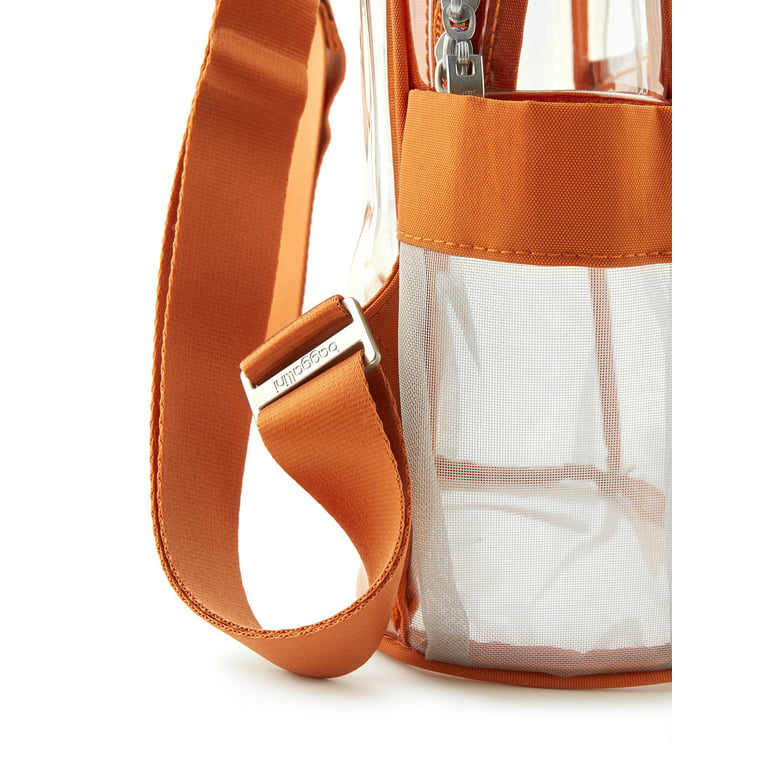 Orange Bucket Bag PVC Waterproof With Inner Pouch, Clear Bag