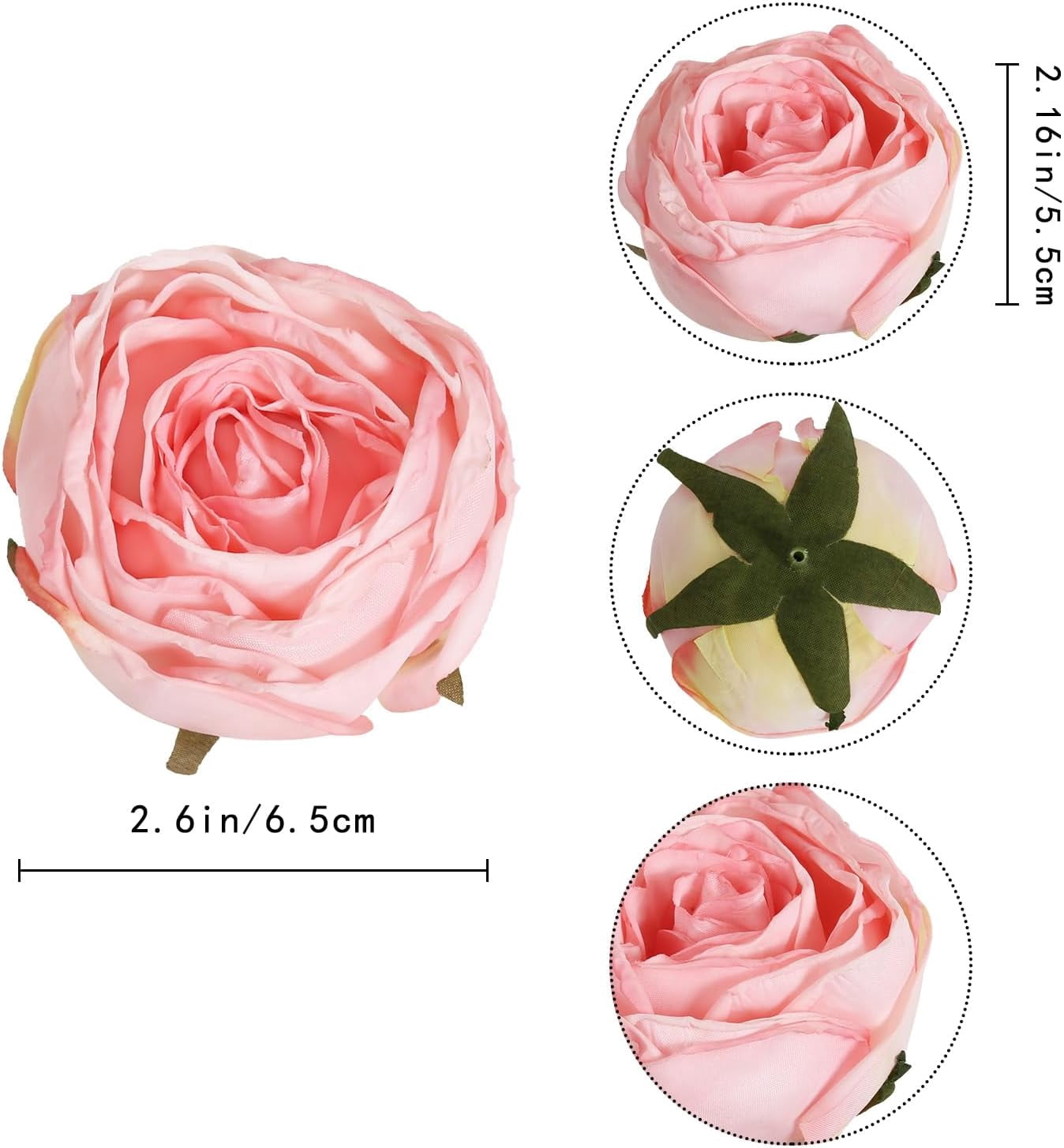 Pink Dried Flowers Artificial Roses Bulk Heads Pink Flowers Artificial for Decorations Pink Cabbage Roses Silk Flowers for Home Decor Indoor Floral Arrangements Artificial (Pink)