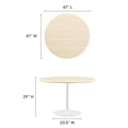 thumbnail image 6 of Modway Lippa 48" Round Modern Wood Dining Table in White and Brown, 6 of 8