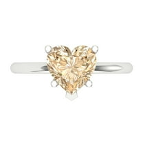 2 ct Heart Cut Natural Morganite Solitaire 18K White Gold Womens Engagement Ring