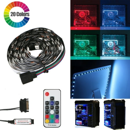 Magnetic RGB LED Strip, EEEKit Multi-Color Computer Case Magnetic LED Strip Light with Remove Control for Computer Case, Desktop, PC, Mid Tower (Best Rgb Pc Case)