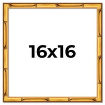 16x16 Frame Gold Bamboo Solid Wood Picture Frame | 0.75 Inch Moulding Width | Interior Frame Depth