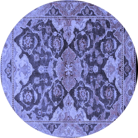 Ahgly Company Indoor Round Oriental Blue Traditional Area Rugs, 6' Round