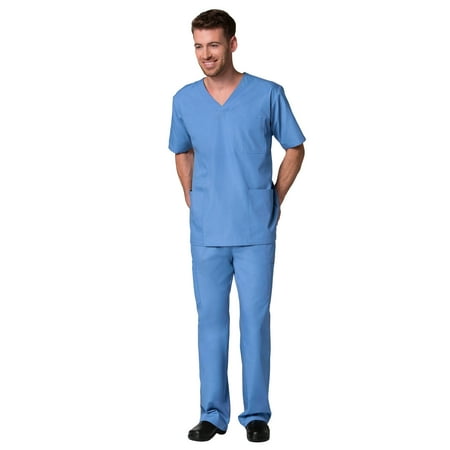 

Maevn Red Penda Men s 3-Pocket V-Neck Top & Full Elastic 10-Pocket Cargo Pant Scrub Set