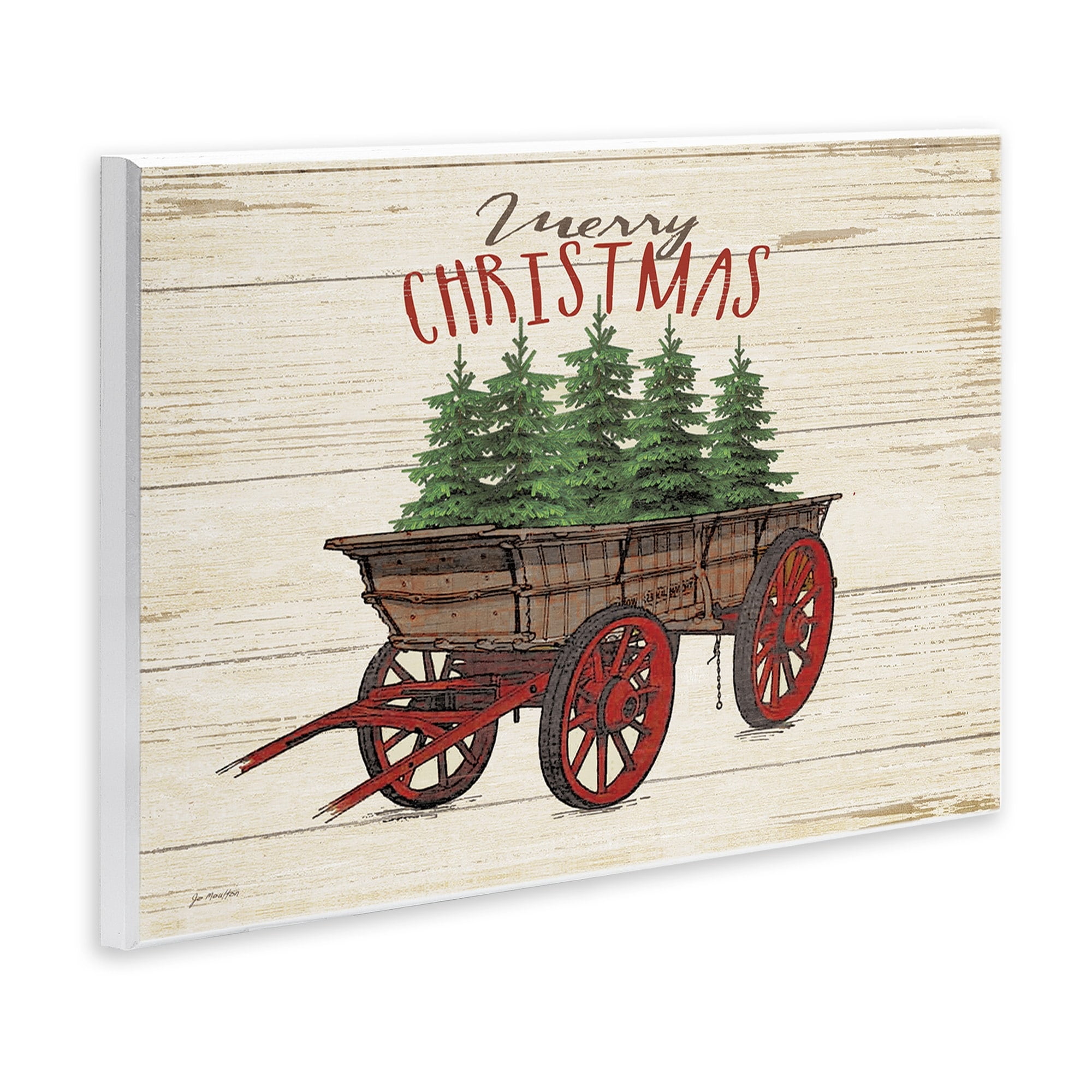 Stupell Merry Christmas Tree Wagon Wall Plaque Art 10 x 15