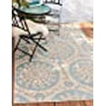 thumbnail image 3 of Unique Loom Collection Geometric, Botanical, Coastal, Bohemian, Indoor and Outdoor Area Rug, 3 ft 3 in x 5 ft, Light Blue/Beige, 3 of 10