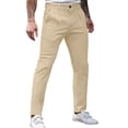 thumbnail image 5 of LODIENY Men Golf Dress Pants Stretch Slim Fit Casual Trouser Button Waist Slacks for Men Straight Leg Lightweight Trousers with Pockets Khaki XL, 5 of 9