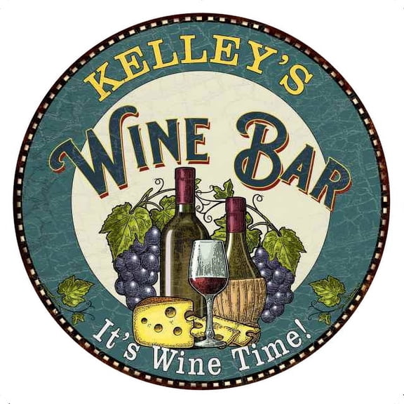 KELLEY'S Wine Bar 14" Round Metal Sign Wall Gift 100140043338