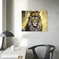 thumbnail image 3 of Nawypu   King Animal Lion and Lioness Canvas Wall Art Lion with Gold Crown Grey and Gold Picture Artwork Giclee Print Gallery Wrap for Bedroom Home Decor Ready to Hang, 3 of 4