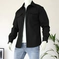 thumbnail image 2 of TFEOQRY Men's Casual Work Shirt Long Sleeve Lightweight Button Up Solid Color Jacket with Chest Pockets Black, 2 of 6