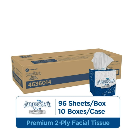 Angel Soft Ultra Professional Series® Premium 2-Ply Facial Tissue by GP PRO (Georgia-Pacific), Cube Box, 10 Boxes Per Case