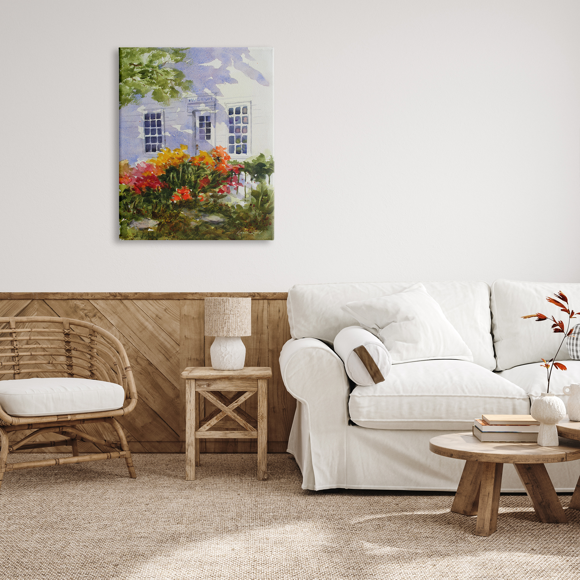 Stupell Industries Sunlit Museum Building Vivid Summer Garden Blooms Painting Gallery Wrapped Canvas Print Wall Art, Design by Karin Lind