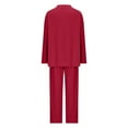 thumbnail image 4 of UAMVSH Lounge Sets for Women Two Piece Outfits Loose Fit Button Long Sleeve Tops and Pants Casual Side Slit Knitted Sweatsuits(MediumRed), 4 of 5